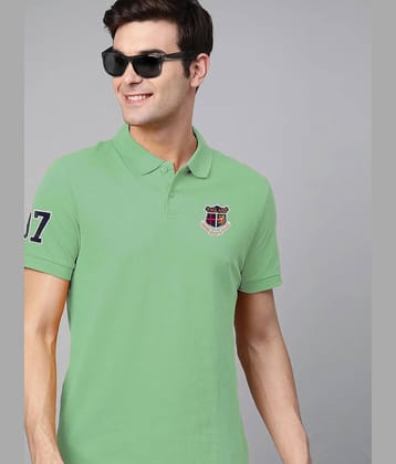 ADORATE Pack of 1 Cotton Blend Regular Fit Embroidered Half Sleeves Men's Polo T Shirt ( Green )
