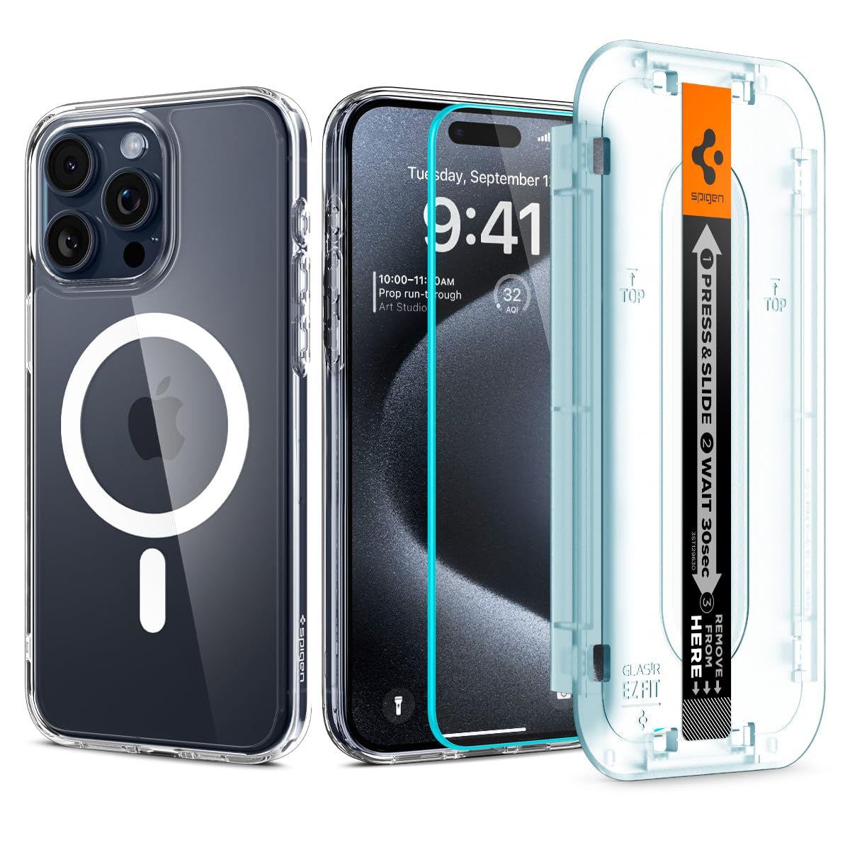 Spigen Ultra Hybrid MagFit Pack Back Cover Case for iPhone 15 Pro Max, MagSafe Compatible, Case & Screen Protector 2in1 - Polycarbonate + TPU | White Spigen Ultra Hybrid MagFit Pack Back Cover Case for iPhone 15 Pro Max, MagSafe Compatible, Case & Screen