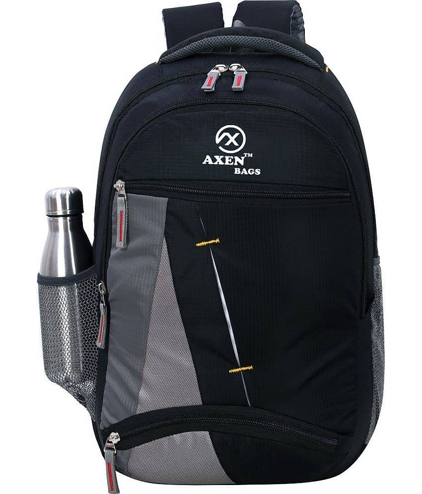 AXEN BAGS - Black Polyester Backpack ( 45 Ltrs )