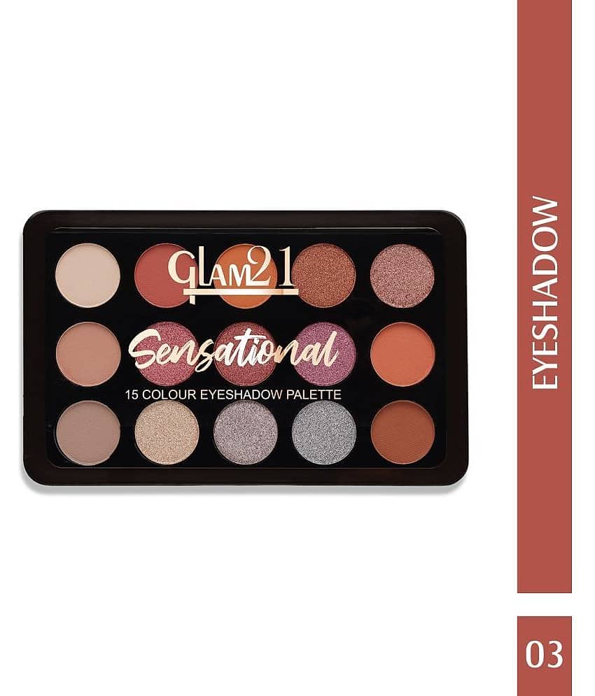 Glam21 Sensational 15 Color Shades Eyeshadow Palette For Smoky Eyes Long Lasting 14gm Shade-02