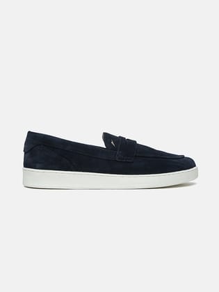 INDIGO - Navy Suede Casual Loafers-6