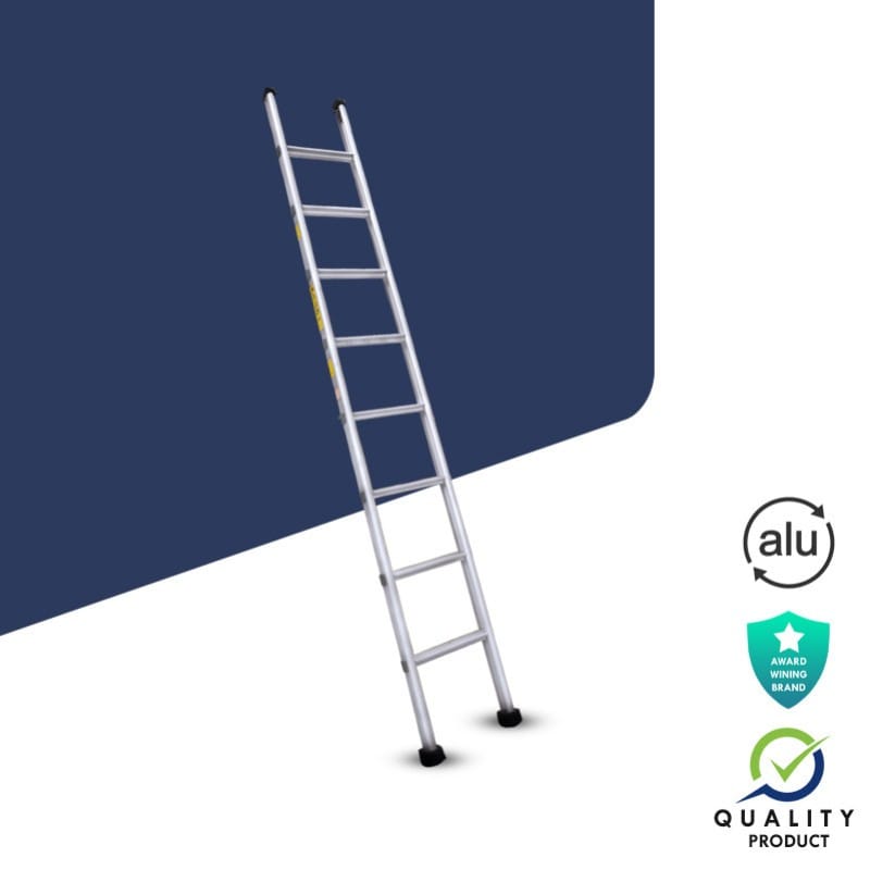 Wall Supporting Straight Aluminium Ladder, Flat Steps, (Model: K-7002, Height: 15-ft in Very Heavy)