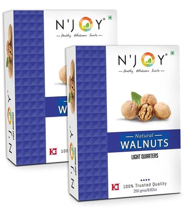 NJoy Natural Light Quarters Walnuts Kernels (Without Shell) 250g x2, 500g.