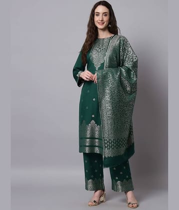 SAFAA Unstitched Woollen Self Design Dress Material - Green ( Pack of 1 )