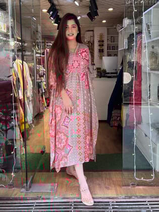 Manik Grey Digital Print Kaftan-L