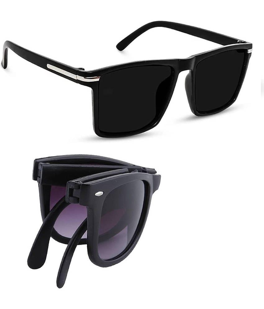 Elligator Black Rectangular Sunglasses ( Pack of 2 )