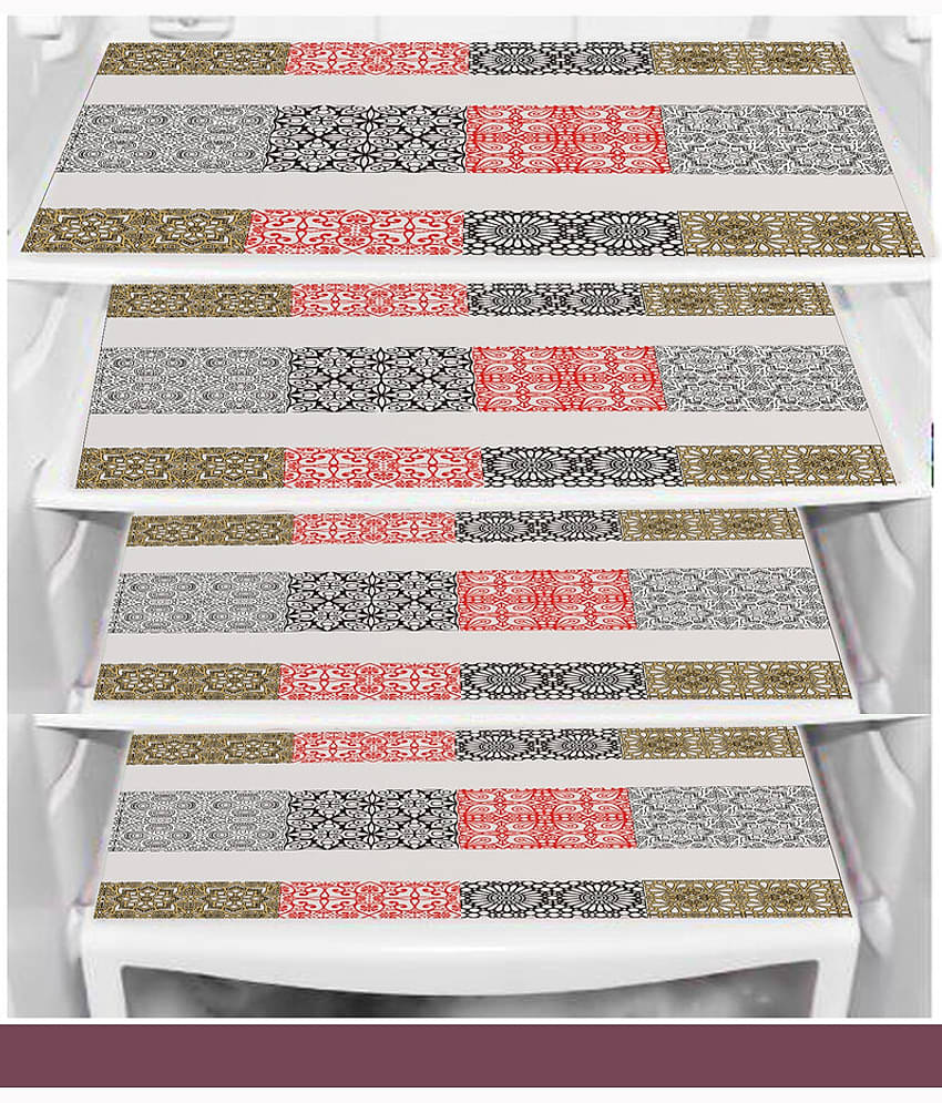 Generic PVC Floral Fridge Mats ( 43 29 ) Pack of 4 - Multicolor