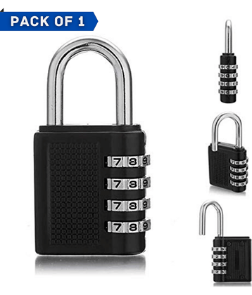 Lock Guard 4 Digit Combination Pad Lock Pack of 1, Anti Theft Padlock For Every Locker, Metal and Plated Steel Material High Security Padlock
