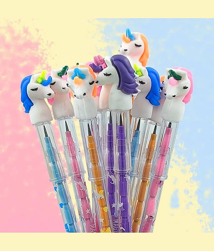 ECLET Beautiful Designer Unicorn Pencils (Pack of 8 Pencils) Asorted Colours
