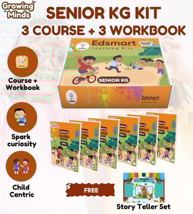 Edsmart Growing Minds - Senior KG /UKG Course and Workbook COMBO | Literacy & Phonics, Numeracy, EVS, Age 5+ Years, CBSE Curriculum | 6 Books and with FREE STORY TELLER SET [Perfect Paperback] [Mar 31, 2025] Edsmart Edu Services Pvt Ltd