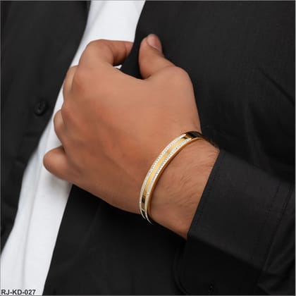 Superior Gold Plated Diamond Kada  Unisex Fashion Kada KD-027-Free Size