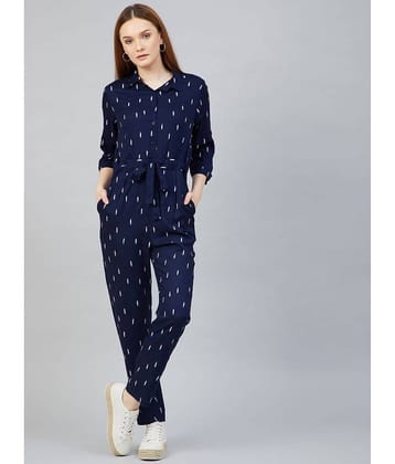 Rare Navy Polyester Jumpsuit - Single