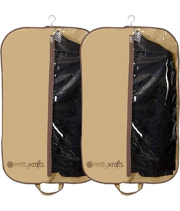 PrettyKrafts Half Transparent Coat Cover | Cloth Cover | Blazer Cover (Set of 2) - Beige & Brown