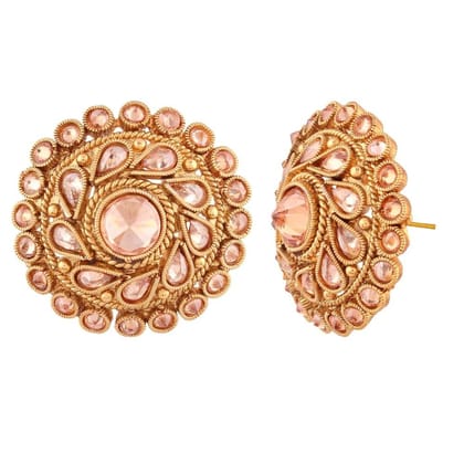 Traditional Gold Plated Rajwadi Stud Earrings for Women