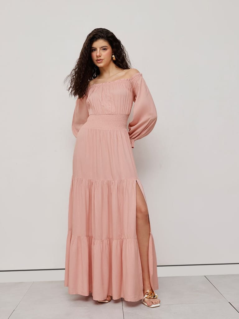Smocked Maxi Summer Dress Pink