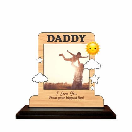 THE MAGICAL GIFTS Daddy Wooden Photo Frame with I Love You and From Your Biggest Fan Message Tabletop Gift for Dad Fathers Day Birthday Present with Kid Picture Keepsake Display 6x6 IN
