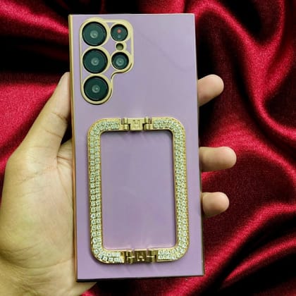 Diamond Rhinestones Gold Buckle Holder Cover-Samsung Galaxy S22 Plus