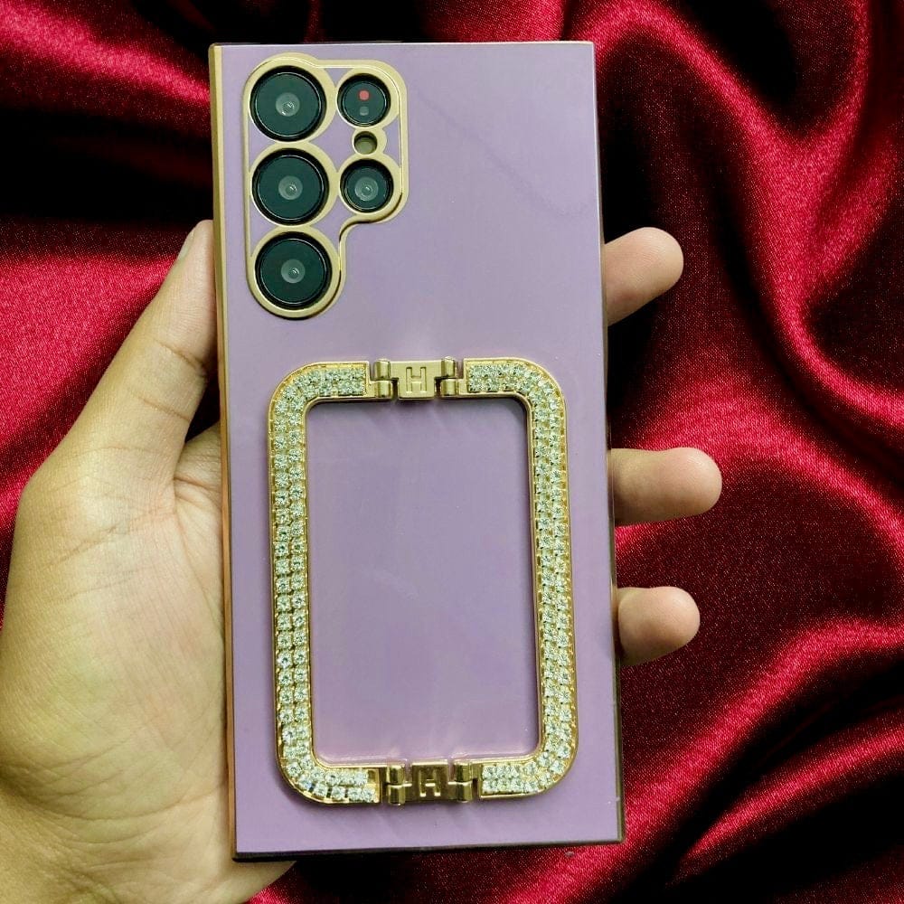 Diamond Rhinestones Gold Buckle Holder Cover-Samsung Galaxy S22 Plus