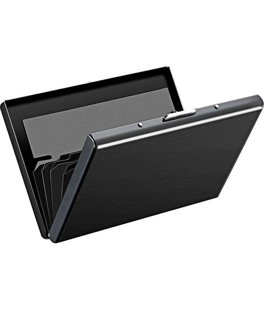 STYLE SHOES 6 Slots Steel RFID Blocking Metal Credit Card Holder Wallet for Men & Boys (9.5cm x 6.7cm x 1.5cm ,Black)