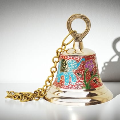 Brass Hanging Temple Pooja Bell, Bell Red Color, Height : 6 Inch (FMAS515 A)