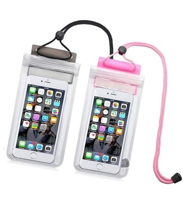 Waterproof All Mobile Phone Pouch Rain Cover for All Types of Phone Transparent RANDOM COLOR PACK OF 2