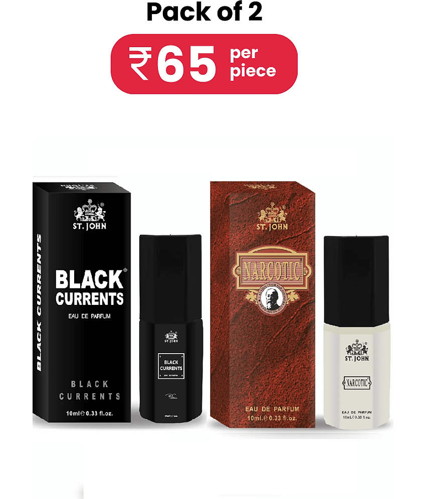 ST.JOHN Cobra Black Currents & Narcotic Pocket Perfume For Men 10ml Each (20ml) - Pack of 2
