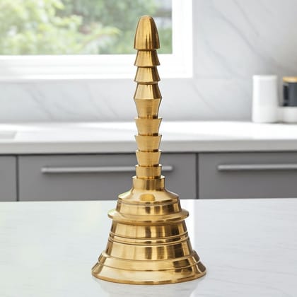 Brass Pooja Hand Bell, Salai Ghanti, Height : 4.7 Inch (FMAS680 E)