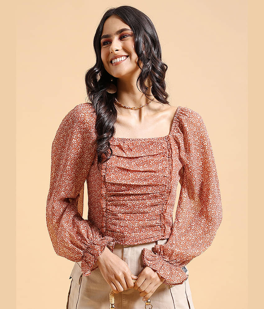 Tokyo Talkies Women's Polyester Crop Top ( Mustard )