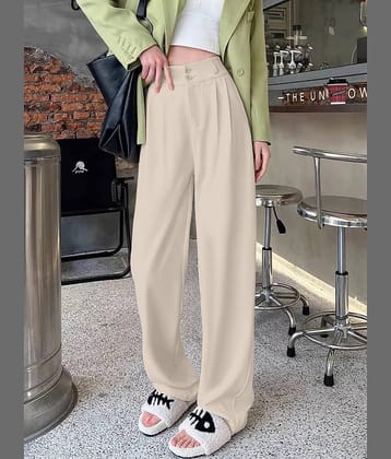 Aahwan Pack of 1 Polyester Relaxed Women's Casual Pants ( Cream )