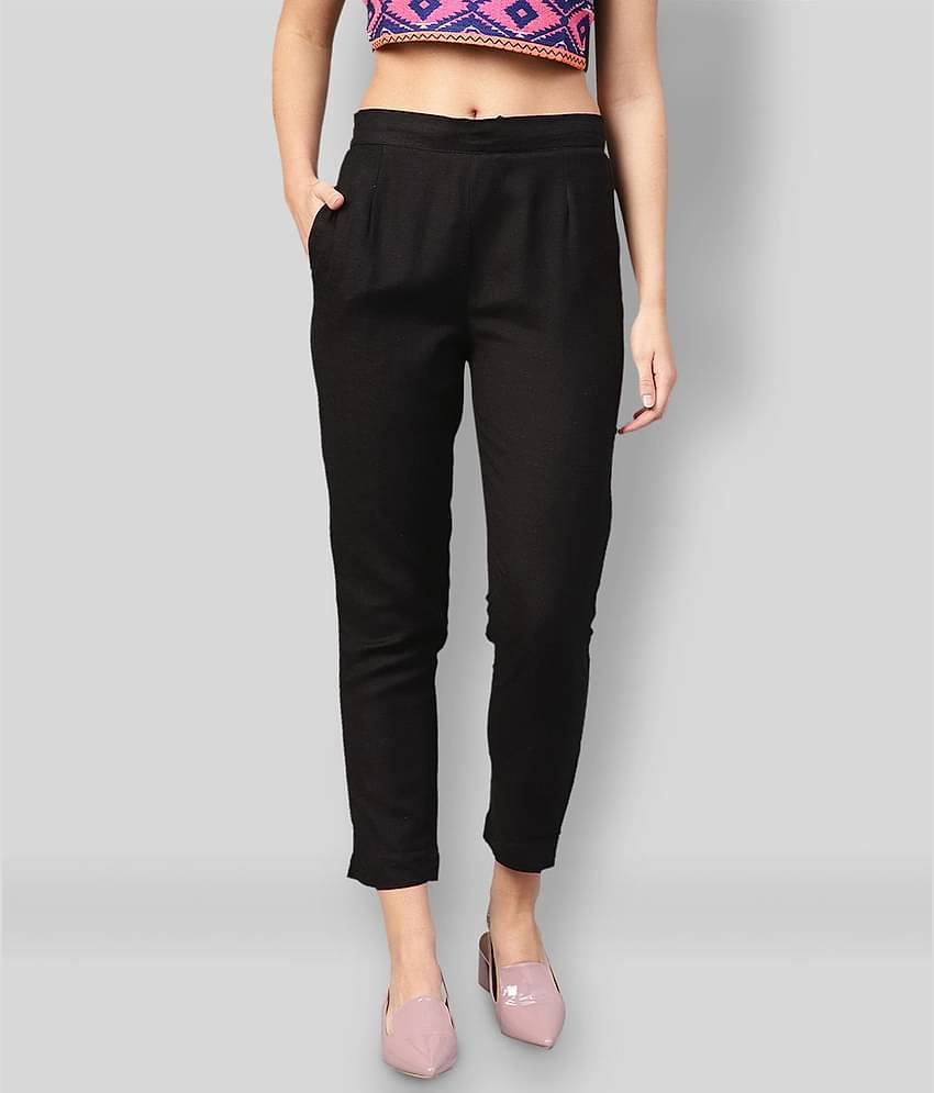 Juniper - Black Rayon Slim Fit Women's Casual Pants  ( Pack of 1 )