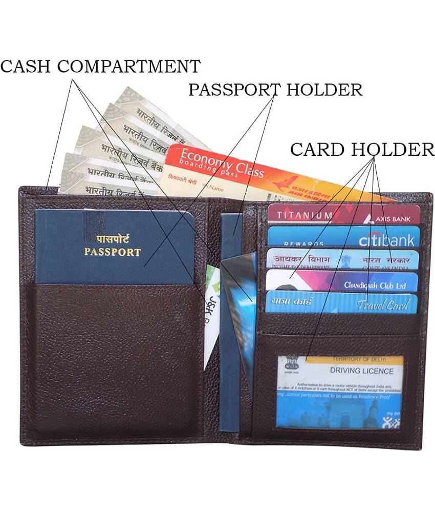 STYLE SHOES Leather Brown Passport Holder