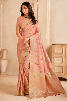 Pink Woven Banarasi Saree