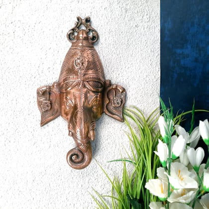 Ganesh Idol Wall Hanging | Lord Ganesha Face Wall Statue Decor |Religoius & Spiritual Wall Art - For Puja, Home & Entrance  Living Room & Gift - 15 Inch