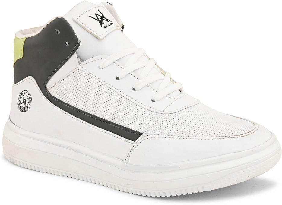 Woakers White Synthetic Leather Lace Up Causal Shoes for Men - UK8