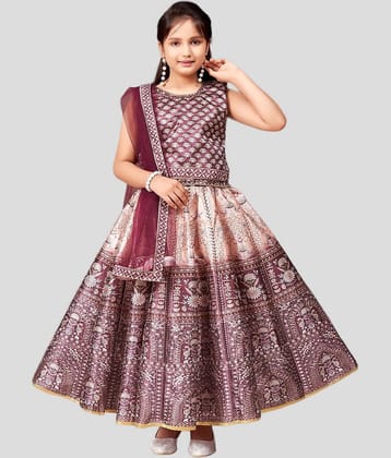 Aarika Silk Lehenga Choli Set For Girls ( Pack of 1 , Brown )