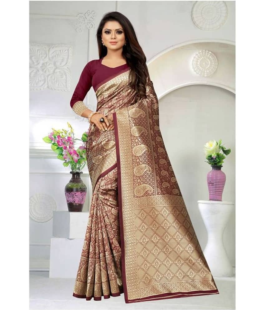 Gazal Fashions Silk Printed Saree With Unstitched Blouse Piece ( Multicolor )