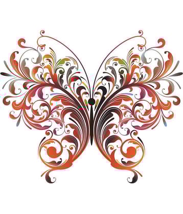 Asmi Collection Beautiful Floral Big Butterfly Wall Sticker ( 60 x 72 cms )