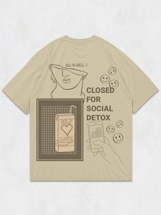 No More Blues Oversized T-Shirt-Beige / S
