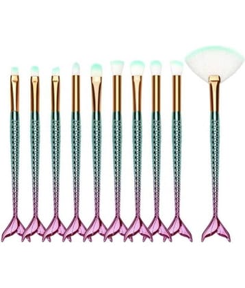 Lenon Beauty Mermaid Synthetic Foundation Brush,Concealer Brush,Fan Powder Brush 10 Pcs 20 g