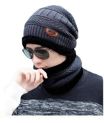 Infispace Grey Woollen Men's Cap ( Pack of 1 )