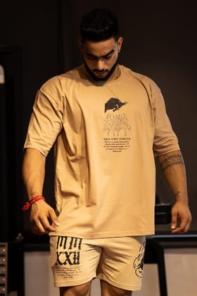 WILDS FLAME "PREMIUM" OVERSIZED T-SHIRT (BEIGE)-S