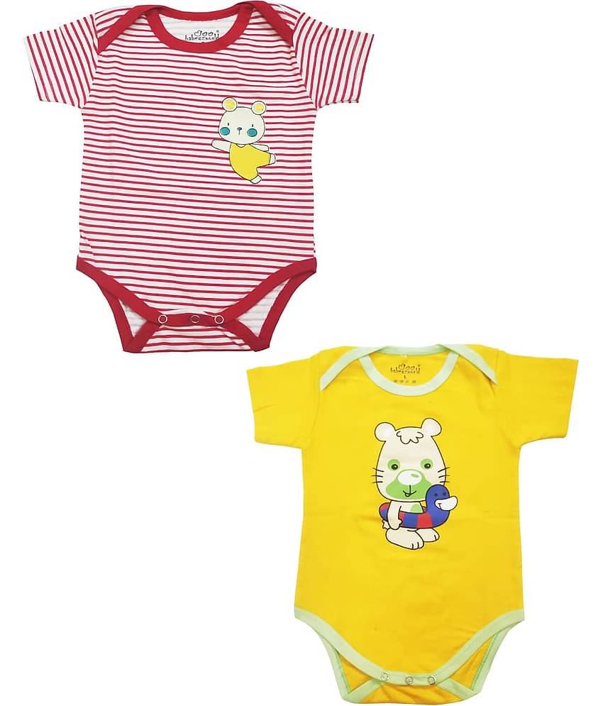 Babeezworld Pack of 2 Baby Boys 100% Cotton Bodysuit ( Black & Red )