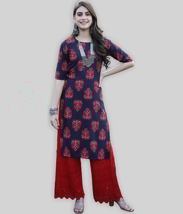 7Threads Crepe Printed Straight Women's Kurti - Red ( Pack of 1 )