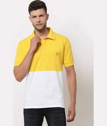 Uzarus Pack of 1 Cotton Blend Regular Fit Colorblock Half Sleeves Men's Polo T Shirt ( Yellow )
