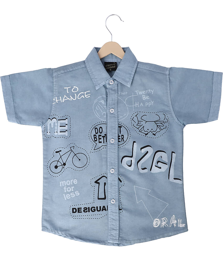 Cremlin Clothing Pack of 1 Boys Cotton Blend Half Sleeves Shirt ( Sky Blue )