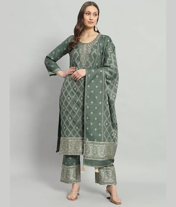 SAFAA Unstitched Woollen Self Design Dress Material - Green ( Pack of 1 )