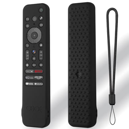 Oboe Silicone TV Remote Cover Compatible with Sony Bravia Smart Tv 2023 Voice Remote RMF-TX910U Remote Protective Cover with Lanyard (D-Black) [Remote NOT Included] D-Black / New 2023 Model