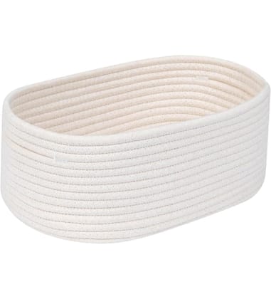 Generic Cotton Oval 10x7x5 Inch Bedside Organizer With Out Lid (White)-PID66451 Generic Cotton Oval 10x7x5 Inch Bedside Organizer With Out Lid (White)-PID66451