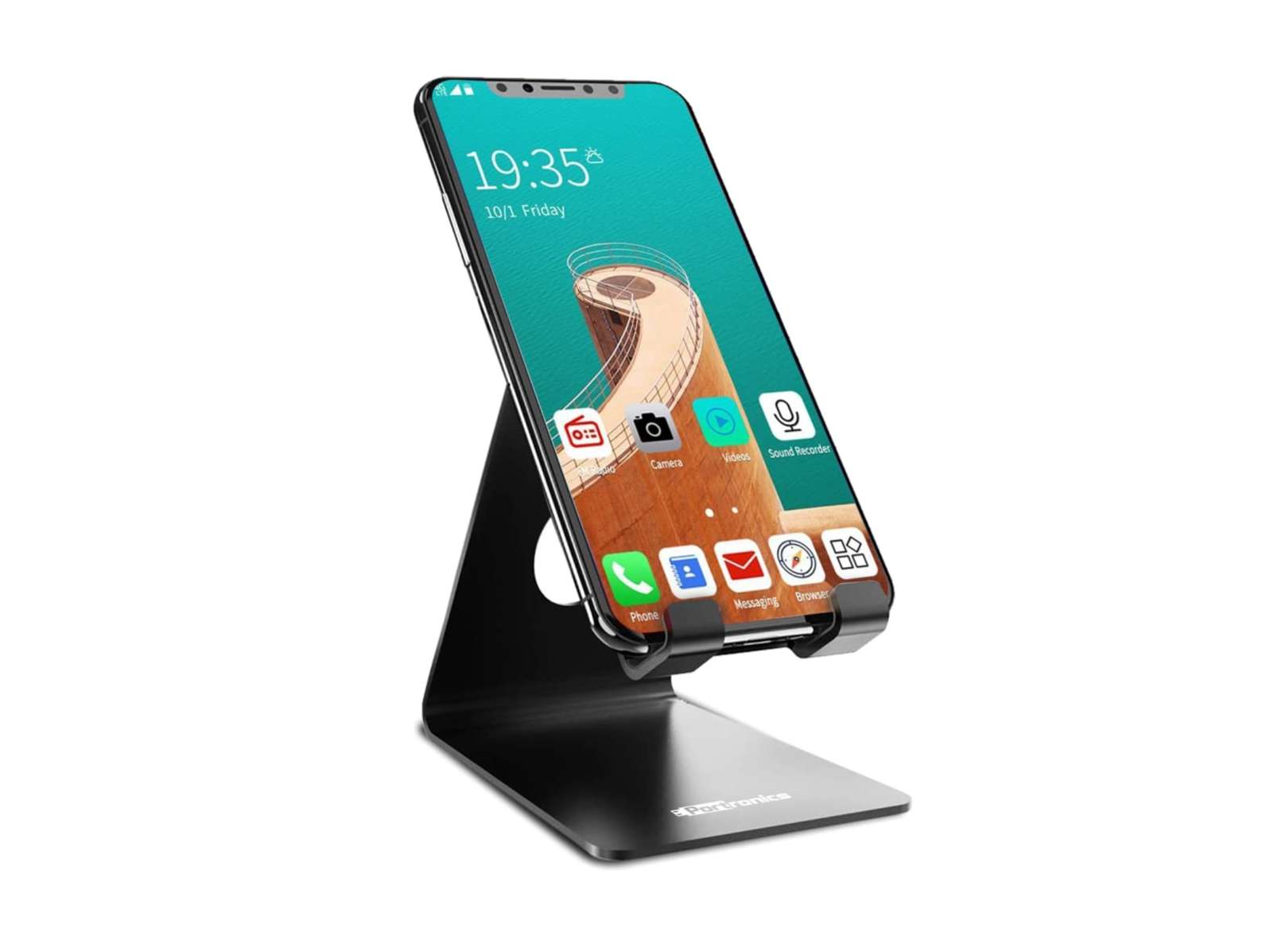 Portronics Modesk Universal Mobile Holder Stand with Metal Body, Anti Skid Design, Light Weight for All Smartphones, Tablets,iPad