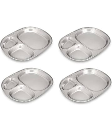 Dynore 4 Pcs Stainless Steel Silver Partition Plate